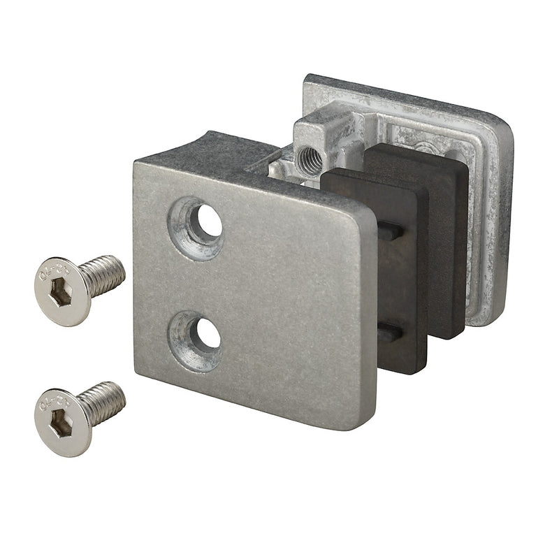 Zinc Raw Finish Square Type Glass Clamp 45 x 45 x 27mm To Suit 42.4mm Tube