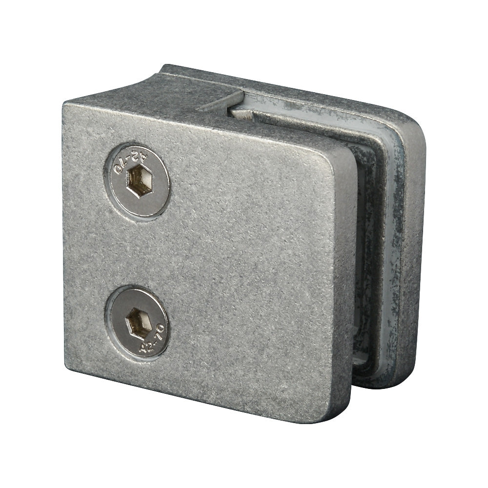 Zinc Raw Finish Square Type Glass Clamp 45 x 45 x 27mm To Suit 48.3mm Tube